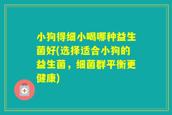 小狗得细小喝哪种益生菌好(选择适合小狗的益生菌，群平衡更健康)