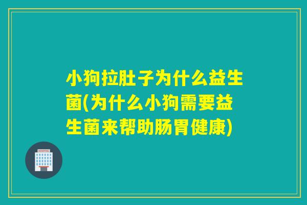 小狗拉肚子为什么益生菌(为什么小狗需要益生菌来帮助肠胃健康) 小狗拉肚子为什么益生菌(为什么小狗需要益生菌来帮助肠胃健康)