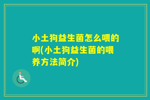小土狗益生菌怎么喂的啊(小土狗益生菌的喂养方法简介)