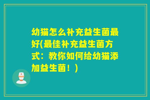 幼猫怎么补充益生菌好(佳补充益生菌方式：教你如何给幼猫添加益生菌！)