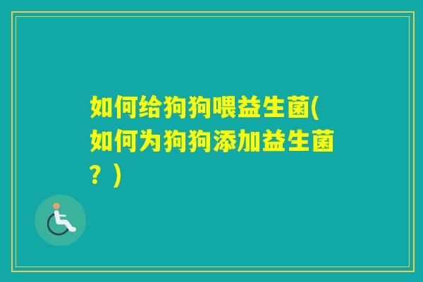 如何给狗狗喂益生菌(如何为狗狗添加益生菌？)