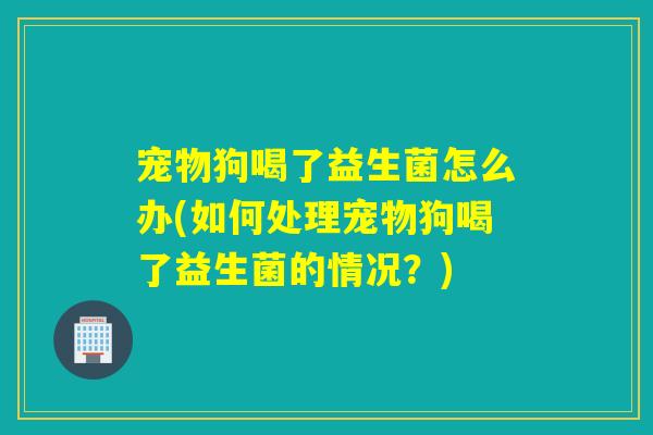 宠物狗喝了益生菌怎么办(如何处理宠物狗喝了益生菌的情况?) 宠物狗喝了益生菌怎么办(如何处理宠物狗喝了益生菌的情况?)