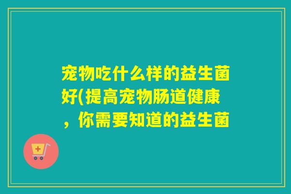 宠物吃什么样的益生菌好(提高宠物肠道健康,你需要知道的益生菌 宠物吃什么样的益生菌好(提高宠物肠道健康,你需要知道的益生菌
