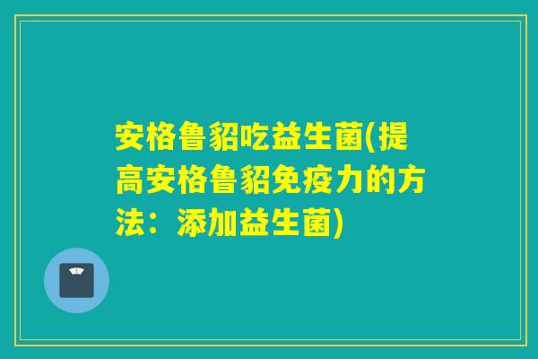 安格鲁貂吃益生菌(提高安格鲁貂力的方法:添加益生菌) 安格鲁貂吃益生菌(提高安格鲁貂力的方法:添加益生菌)