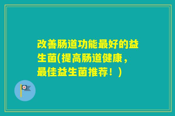 改善肠道功能好的益生菌(提高肠道健康，佳益生菌推荐！)