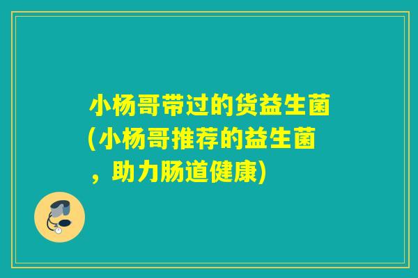 小杨哥带过的货益生菌(小杨哥推荐的益生菌,助力肠道健康) 小杨哥带过的货益生菌(小杨哥推荐的益生菌,助力肠道健康)
