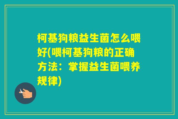 柯基狗粮益生菌怎么喂好(喂柯基狗粮的正确方法：掌握益生菌喂养规律)