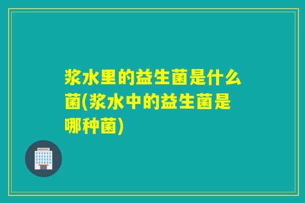 浆水里的益生菌是什么菌(浆水中的益生菌是哪种菌)