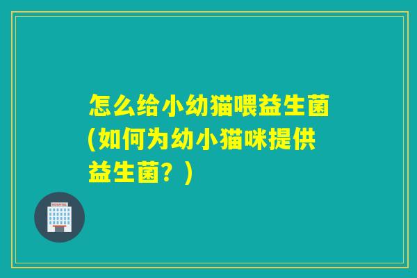 怎么给小幼猫喂益生菌(如何为幼小猫咪提供益生菌?) 怎么给小幼猫喂益生菌(如何为幼小猫咪提供益生菌?)