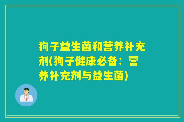 狗子益生菌和营养补充剂(狗子健康必备：营养补充剂与益生菌)