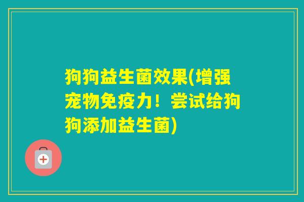 狗狗益生菌效果(增强宠物力！尝试给狗狗添加益生菌)