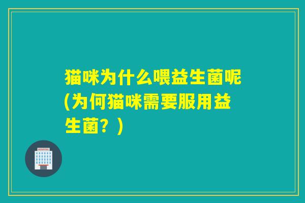 猫咪为什么喂益生菌呢(为何猫咪需要服用益生菌?) 猫咪为什么喂益生菌呢(为何猫咪需要服用益生菌?)