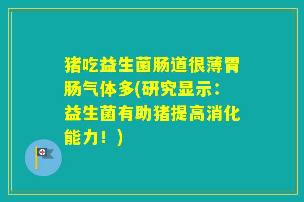 猪吃益生菌肠道很薄气体多(研究显示：益生菌有助猪提高消化能力！)