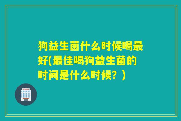 狗益生菌什么时候喝好(佳喝狗益生菌的时间是什么时候？)