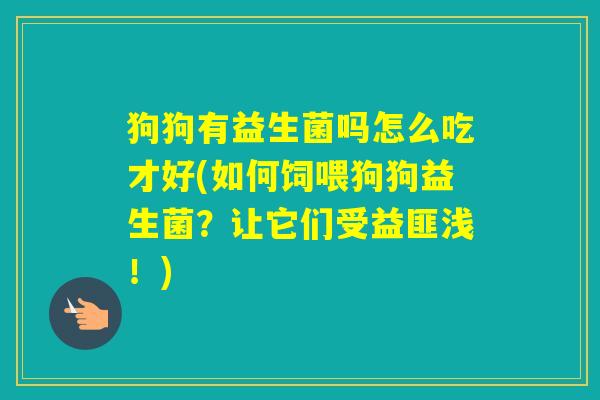狗狗有益生菌吗怎么吃才好(如何饲喂狗狗益生菌？让它们受益匪浅！)