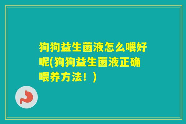 狗狗益生菌液怎么喂好呢(狗狗益生菌液正确喂养方法！)