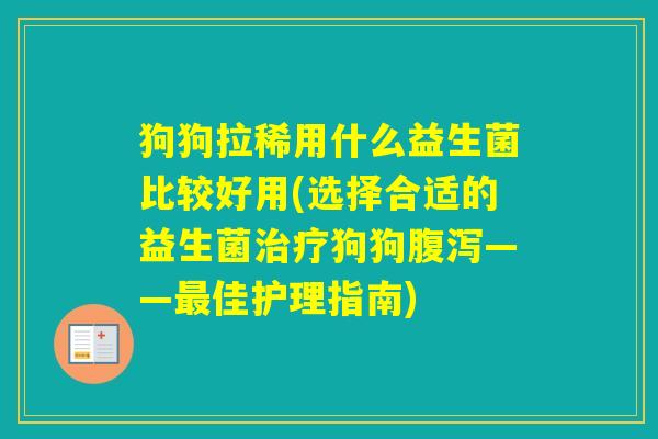 狗狗拉稀用什么益生菌比较好用(选择合适的益生菌狗狗——佳护理指南)