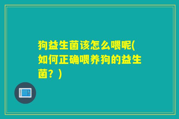 狗益生菌该怎么喂呢(如何正确喂养狗的益生菌?) 狗益生菌该怎么喂呢(如何正确喂养狗的益生菌?)