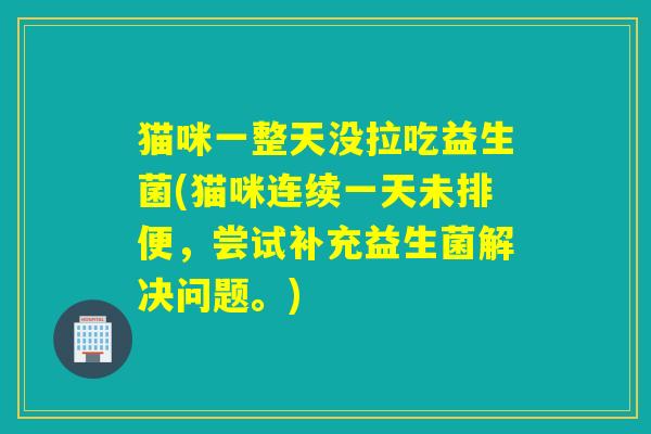 猫咪一整天没拉吃益生菌(猫咪连续一天未排便，尝试补充益生菌解决问题。)
