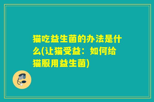 猫吃益生菌的办法是什么(让猫受益：如何给猫服用益生菌)