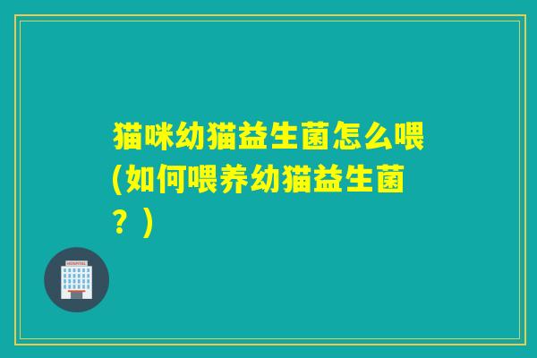 猫咪幼猫益生菌怎么喂(如何喂养幼猫益生菌？)