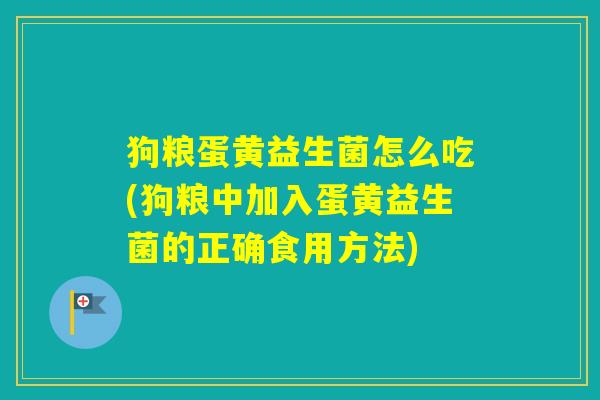 狗粮蛋黄益生菌怎么吃(狗粮中加入蛋黄益生菌的正确食用方法)