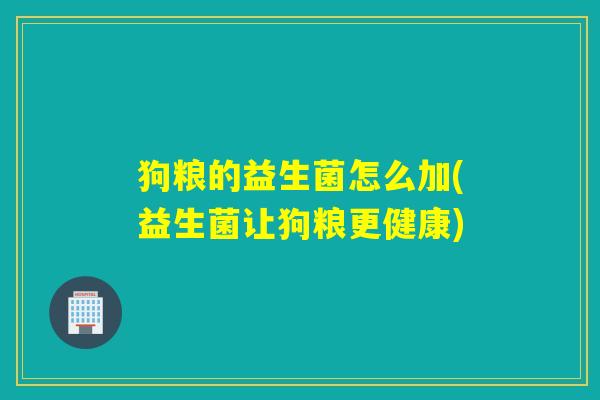 狗粮的益生菌怎么加(益生菌让狗粮更健康)
