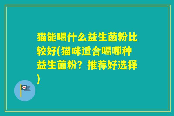 猫能喝什么益生菌粉比较好(猫咪适合喝哪种益生菌粉？推荐好选择)