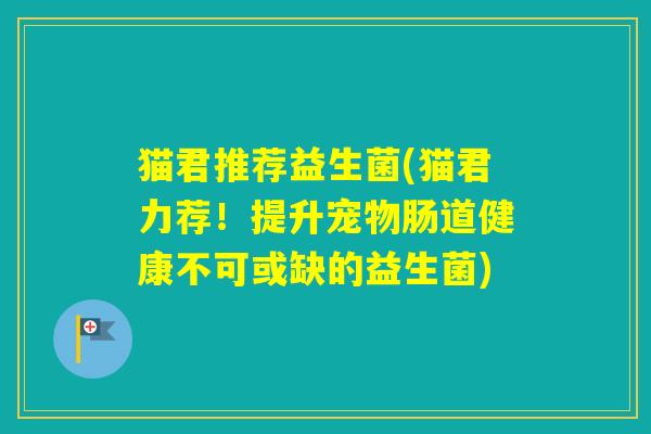 猫君推荐益生菌(猫君力荐！提升宠物肠道健康不可或缺的益生菌)