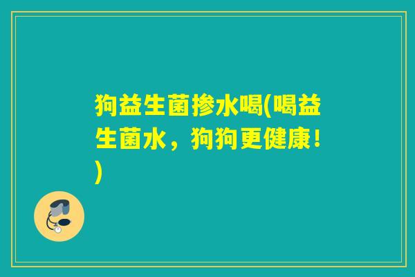 狗益生菌掺水喝(喝益生菌水，狗狗更健康！)