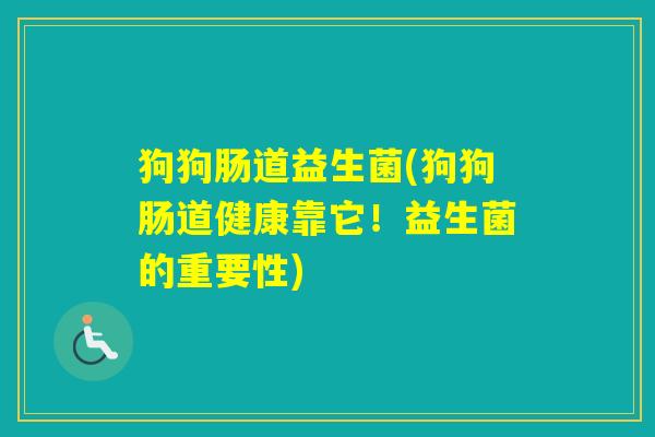 狗狗肠道益生菌(狗狗肠道健康靠它！益生菌的重要性)