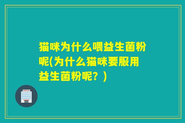 猫咪为什么喂益生菌粉呢(为什么猫咪要服用益生菌粉呢？)