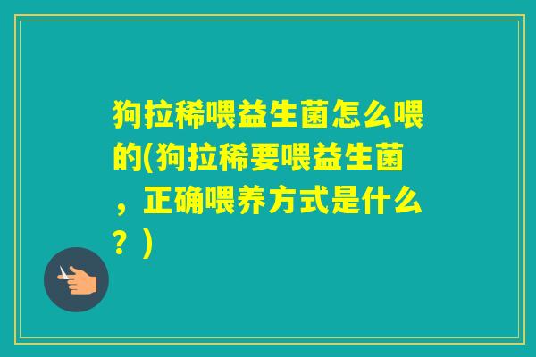 狗拉稀喂益生菌怎么喂的(狗拉稀要喂益生菌，正确喂养方式是什么？)