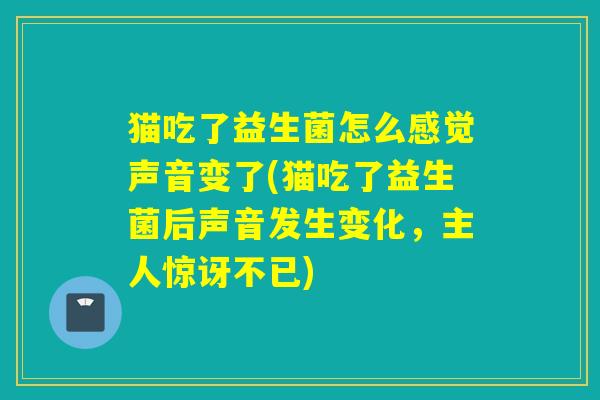 猫吃了益生菌怎么感觉声音变了(猫吃了益生菌后声音发生变化，主人惊讶不已)