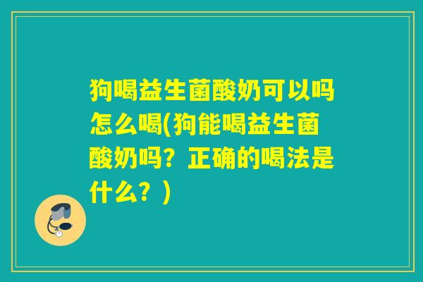 狗喝益生菌酸奶可以吗怎么喝(狗能喝益生菌酸奶吗？正确的喝法是什么？)