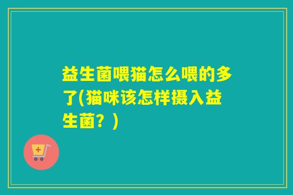 益生菌喂猫怎么喂的多了(猫咪该怎样摄入益生菌？)