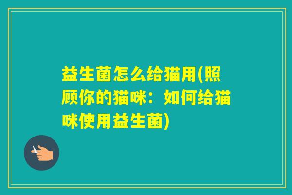 益生菌怎么给猫用(照顾你的猫咪：如何给猫咪使用益生菌)