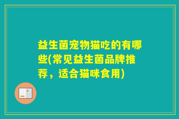 益生菌宠物猫吃的有哪些(常见益生菌品牌推荐，适合猫咪食用)