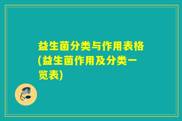 益生菌分类与作用表格(益生菌作用及分类一览表)