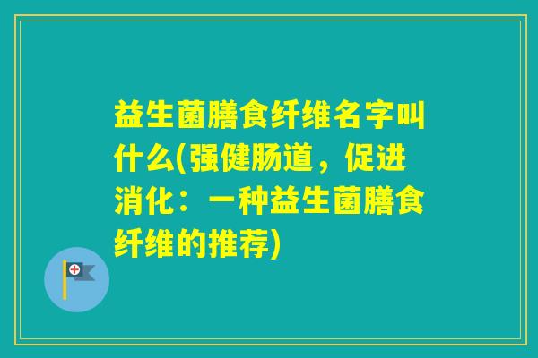 益生菌膳食纤维名字叫什么(强健肠道，促进消化：一种益生菌膳食纤维的推荐)