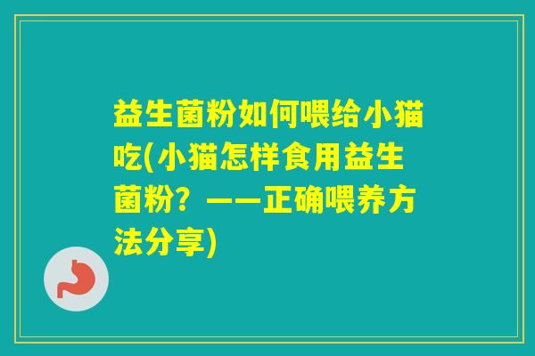 益生菌粉如何喂给小猫吃(小猫怎样食用益生菌粉？——正确喂养方法分享)