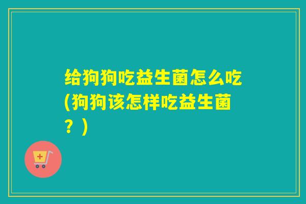 给狗狗吃益生菌怎么吃(狗狗该怎样吃益生菌？)