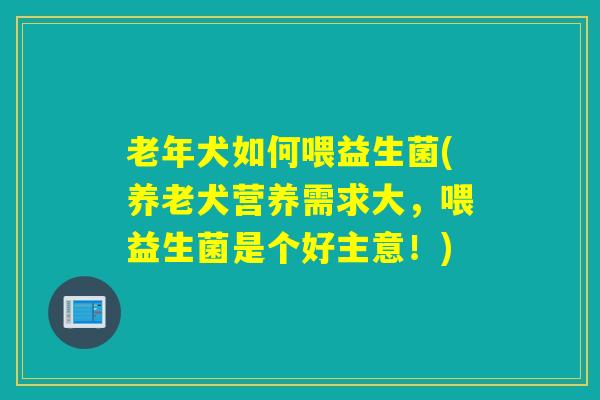 老年犬如何喂益生菌(养老犬营养需求大,喂益生菌是个好主意!) 老年犬如何喂益生菌(养老犬营养需求大,喂益生菌是个好主意!)
