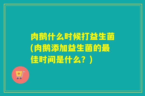 肉鹅什么时候打益生菌(肉鹅添加益生菌的佳时间是什么？)