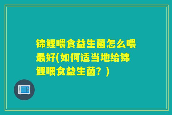 锦鲤喂食益生菌怎么喂好(如何适当地给锦鲤喂食益生菌？)