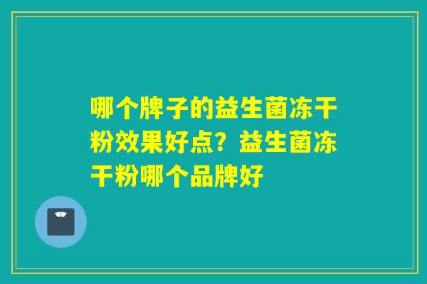 哪个牌子的益生菌冻干粉效果好点？益生菌冻干粉哪个品牌好