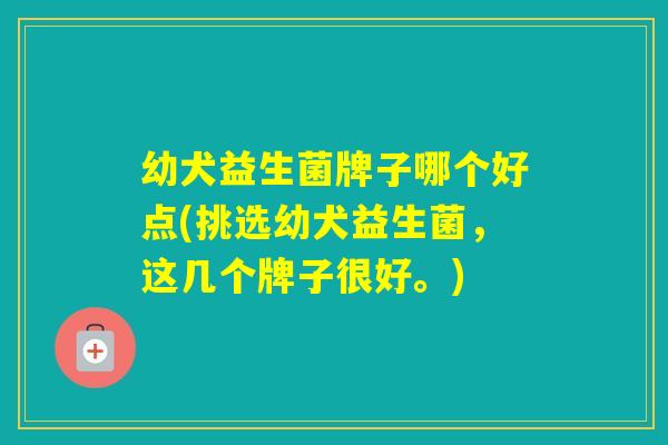 幼犬益生菌牌子哪个好点(挑选幼犬益生菌，这几个牌子很好。)