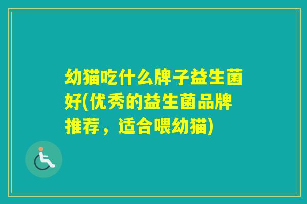 幼猫吃什么牌子益生菌好(优秀的益生菌品牌推荐，适合喂幼猫)