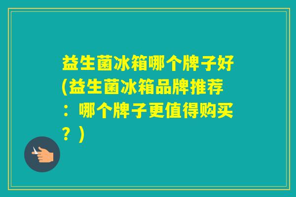 益生菌冰箱哪个牌子好(益生菌冰箱品牌推荐：哪个牌子更值得购买？)