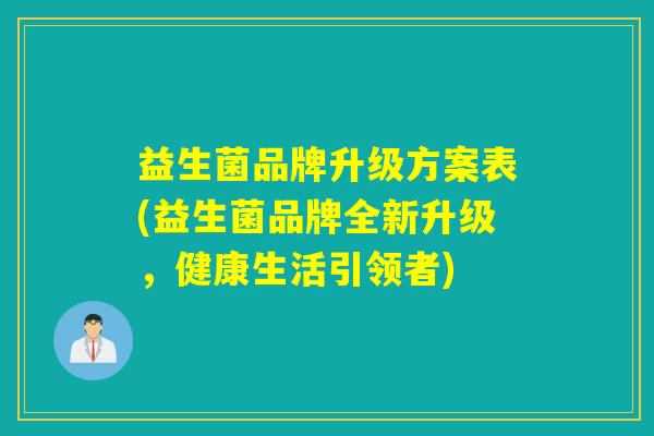 益生菌品牌升级方案表(益生菌品牌全新升级，健康生活引领者)